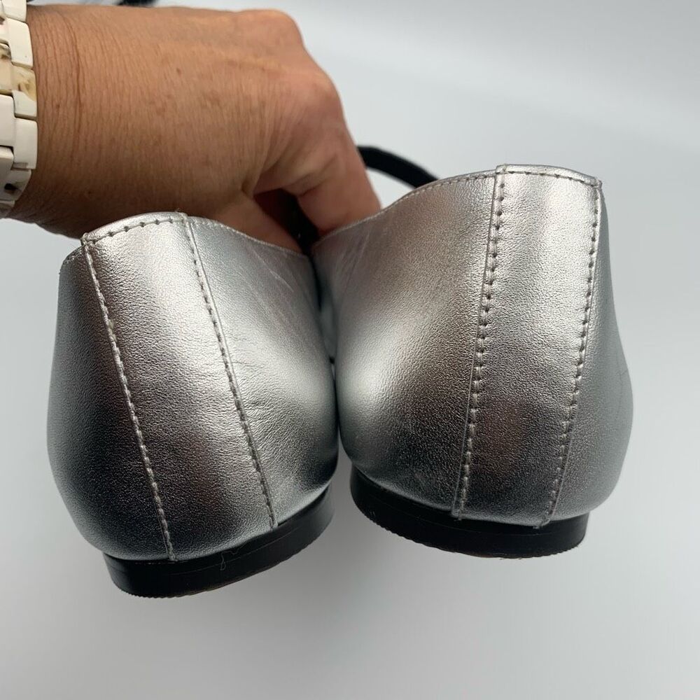 Madewell Silver Mary Jane Flats with Black Strap - Picture 7 of 12